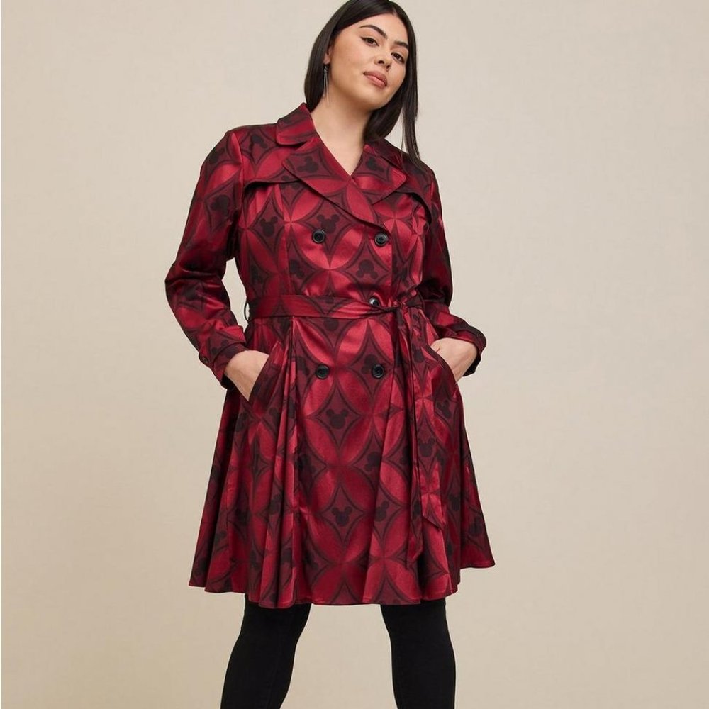 DISNEY MICKEY JACQUARD SWING TRENCH COAT - Size 4x